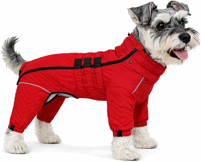 Lovelonglong Dog Coat, Red, S (Back 11", Chest 14.5"), Waterproof, Reflective, Windproof, Adjustable, Modern, Dog Winter, Small Medium Large Dogs, Cotton with Waterproof Outer Layer