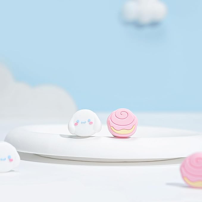 Thumb Grip Caps Compatible with Nintendo Switch 2, Silicone Joystick Grip Caps for Switch 2025, 4pcs, Cute Dog Style, Pink & White