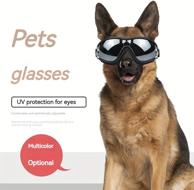 Dog Goggles Sunglasses UV Protection Wind Dust Fog Protection Pet Glasses with Adjustable Strap for Medium or Large Dog