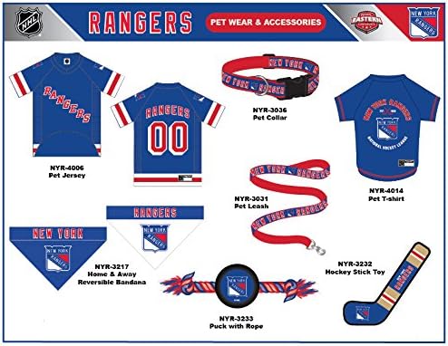 NHL New York Rangers Jersey for Dogs & Cats, Large. - Let Your Pet Be A Real NHL Fan!