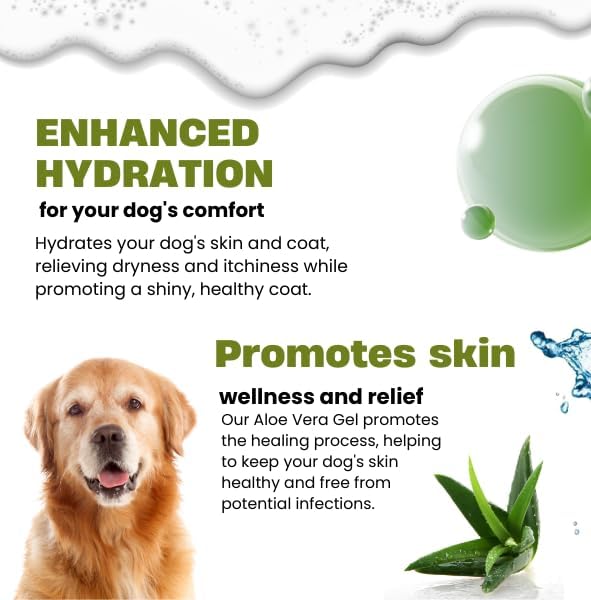 Aloe Vera Gel for Dog (Canine) 99% Natural, Hydrating Skin & Coat Care – Free from Paraben, Alcohol, Fragrance & Color – 220gm (7.7oz)