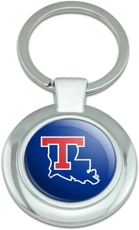 Louisiana Tech University Bulldogs Logo Keychain Classy Round Chrome Plated Metal