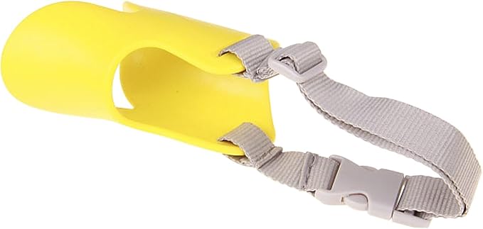 Dog Muzzle,Anti Bite Duck Mouth Shape DogMouth Covers,Soft Duck Silicone Mouth Cover with Adjustable Strap,Small Medium Dogs Muzzle Mask to Prevent Barking,Biting,Chewing(:Yellow,L:13cm/5.12inch)