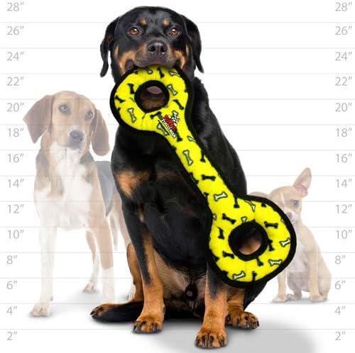 TUFFY - World's Tuffest Soft Dog Toy - Junior 3 Way Tug - Squeakers - Multiple Layers. Made Durable, Strong & Tough. Interactive Play (Tug,Toss & Fetch). Machine Washable & Floats (Combo Pack #2)
