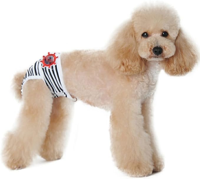 Mikikit Adjustable Pattern Pet Safety Pants for Female Dogs Comfortable Dog Diapers for Menstruation Protects Floors and Furnishings Suitable for Breeds