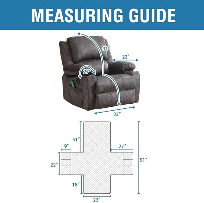 H.VERSAILTEX 100% Waterproof Recliner Cover Electric Power Lift Recliner Chair Covers with Elastic Band Recliner Cover Fitted Standard Large Power Lift Recliner with Storage Pockets,Taupe/Beige