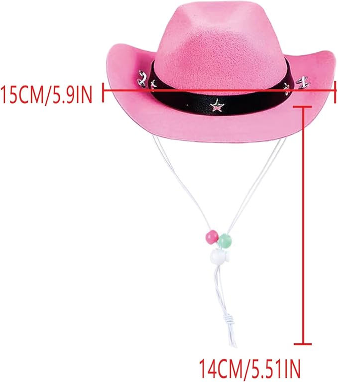 Pet Dog Costume Cowboy Hat Cosplay Cap Puppy Pet Dog Cat Holiday Pet Party Decoration (Pink)