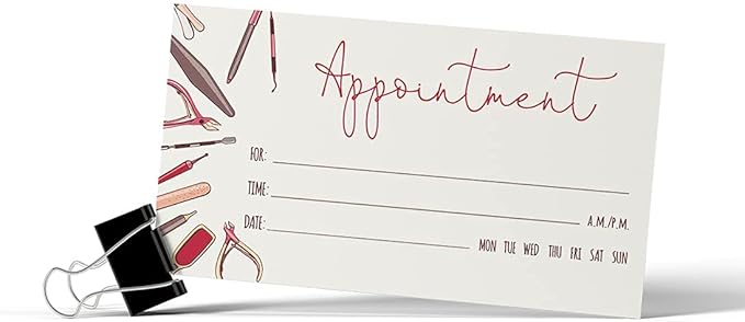 Andaz Press Nail Spa Appointment Business Cards for Nail Salon, Client Reminder, Nail Boutique Bar, Eyelash Extension, Beauty Spa, Manicure, Pedicure, Waxing, Threading, Bulk 100 Cards, 2 x 3.5-Inch