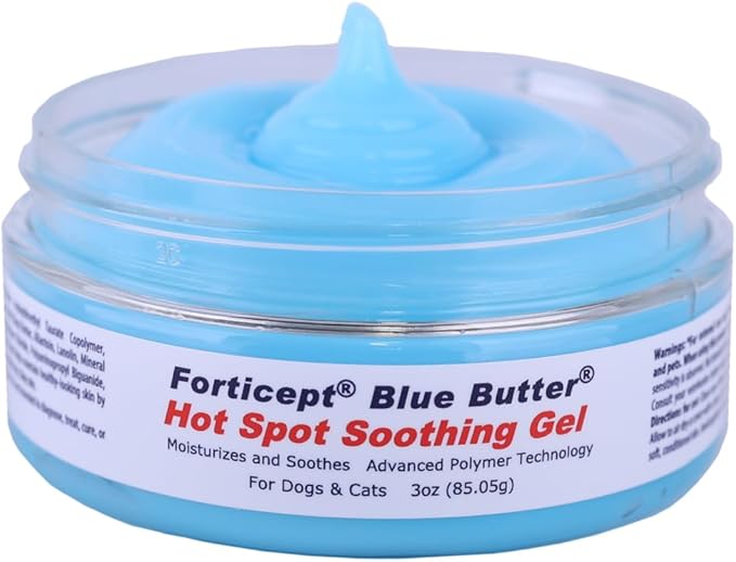 Forticept BlueButter Dog Wound Care Gel, Hot Spot Treatment for Dogs, Itch Relief, Moisturizing, Prevents Infection, Scratches & Skin Ulcers, Cracked Paw Pads Gel, 3 Ounces (3 OZ)
