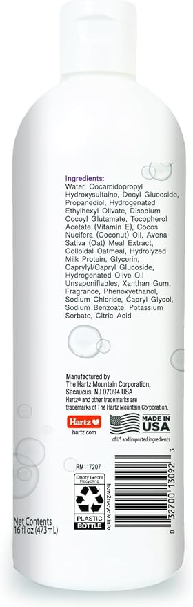 Hartz True Coat Short & Smooth Coat Specific Dog Shampoo, Soothes & Shines with Oat Milk, Coconut Oil & Vitamin E