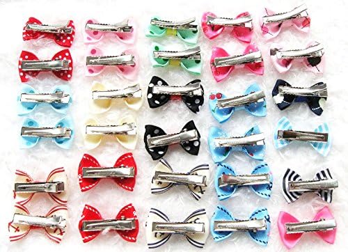 20Pcs Dog Hair Clips - Heart Sunglass Pet Hair Bows Alligator Hairpins Small Animal Barrettes, Multicolor Dog Hair Accessories