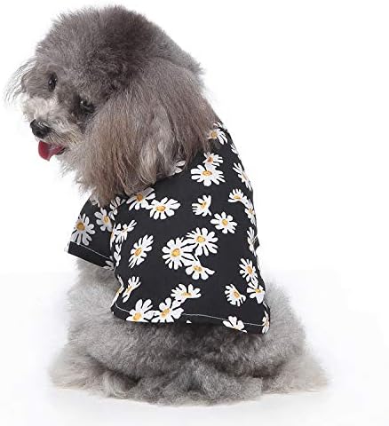 Tangpan Summer Pet Daisy Hawaiian Beach Plaid Print Shirts Clothes for Dog Black M