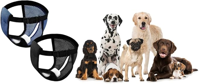 3Pack Dog Pants Dog Nappies, Reusable Breathable Mesh Pet Diapers with 9 Washable Female Dogs Sanitary Pads Adjustable Sanitary Briefs Protective Trousers Underwear for Female Dog in Heat