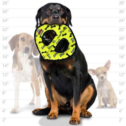 TUFFY- World's Tuffest Soft Dog Toy-Ultimate 3Way Ring -Squeakers -Multiple Layers. Made Durable, Strong & Tough. Interactive Play (Tug, Toss & Fetch). Machine Washable & Floats. (Yellow Bone 2 Pack)