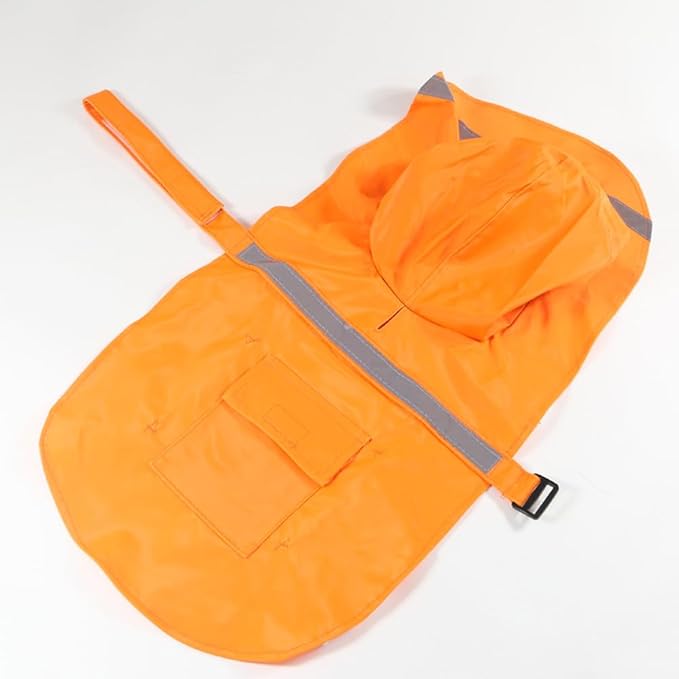 HAPEE Dog Raincoats with Reflective Strip Hoodie,Poncho Jacket for Large Dogs fit Golden Retriever Doodle (B2-Orange, 26B (75-85 lbs))
