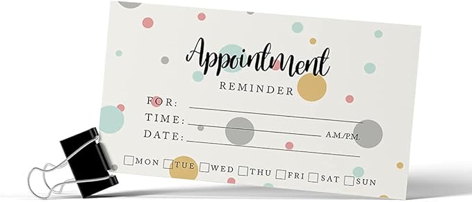Andaz Press Pastel Polka Dots Appointment Business Cards for Hair Salon, Client Reminder, Office, Massage, Grooming, Dental, Medical Doctor, Therapist, Hair Stylist, Nail Salon, 100-Pack, 2 x 3.5-Inch