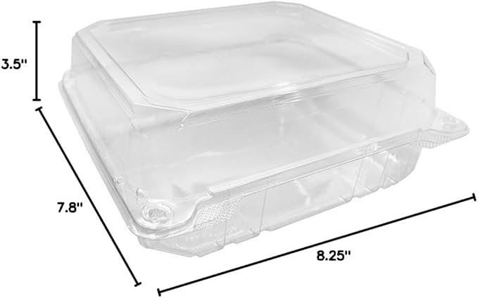 Karat Clamshell Take Out Food Containers [8"x8" - 250 ct] Durable, Stackable, Crack-Resistant To Go Boxes | Clear