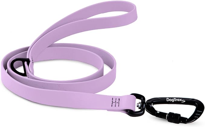 DogTraxs - Essential Dog Leash - Biothane Training Lead - for Small-Large Dogs - Waterproof & Odor Resistant - Self Locking Swivel Carabiner Durable - 3/4" x 4 Feet – Lavender Purple