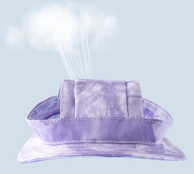 Round Brim Princess Hat Visor Hat Pet Dog Mesh Porous Sun Hat with Ear Holes for Small, Extra Small Dog Teddy, Pug, Chihuahua, Shih Tzu, Yorkshire Terriers, Papillon T-Purple M