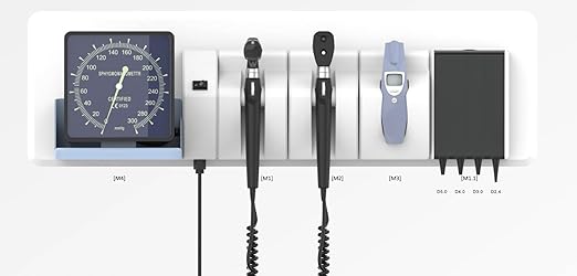 Protege Medical Hi Led Pro Diagnostics Integrated Wall Mount Diagnostic System – Otoscope, Ophthalmoscope, Sphygmomanometer, Infrared Thermometer – LED, Fiber Optic, Wall-Mounted Design