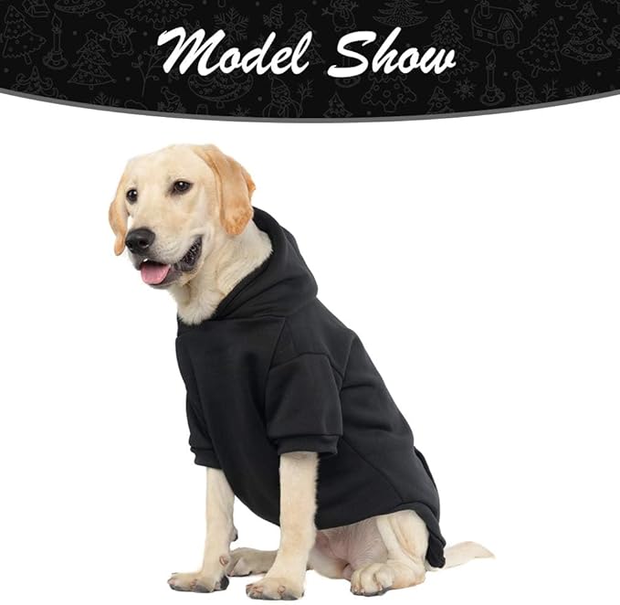 KOOLTAIL Dog Hoodie for Large Medium Small Dogs, Soft and Warm Pet Sweater with Leash Hole and Pocket Boy Girl, Puppy Fall Winter Jacket Clothes, French Pitbull Cold Weather Coat Sweatshirt, Black XXL