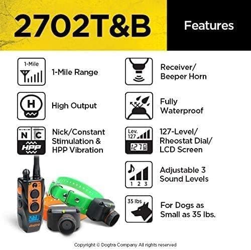 Dogtra 2702T&B Long Range 1-Mile 2-Dog Training & Beeper Remote Dog Training E-Collar for Upland Gun Dog