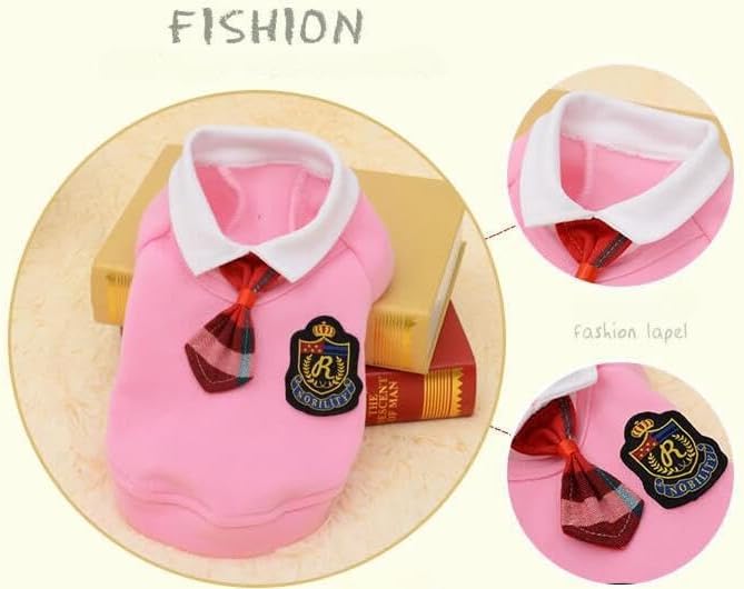 Selena Pet Uniform School Skirts Sailor Costume Dog Campus Clothes Teddy Cute Bowtie Adorable Puppy Apparel (Large,Pink Shirt)