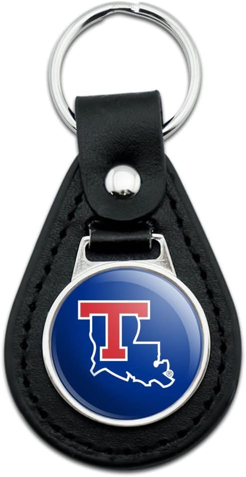 GRAPHICS & MORE Black Leather Louisiana Tech University Bulldogs Logo Keychain