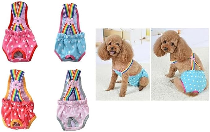 Dog Sanitary Diaper Polka Dot Striped Female Dog Sanitary Panties Cute Compatible with Outdoor Polka Dot (Blue, M)