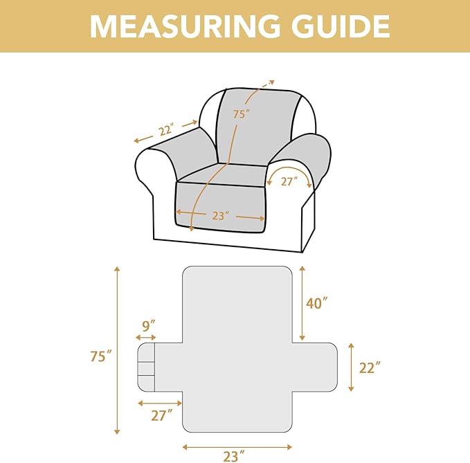 H.VERSAILTEX 100% Waterproof Chair Cover Thick Durable Couch Covers for Dogs Triple Non-Slip Furniture Protector Cover with Elastic Straps for Pet Cat(Chair, French Oak)