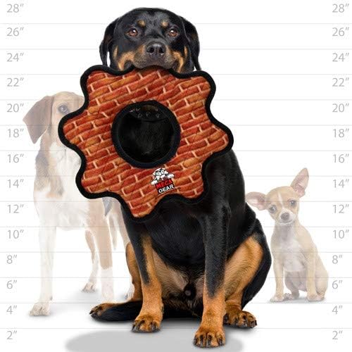 TUFFY - World's Tuffest Soft Dog Toy - MEGA -Multiple Layers. Made Durable, Strong & Tough. Interactive Play (Tug, Toss & Fetch). Machine Washable & Floats (Gear Ring Brick, Large 2 Pack)