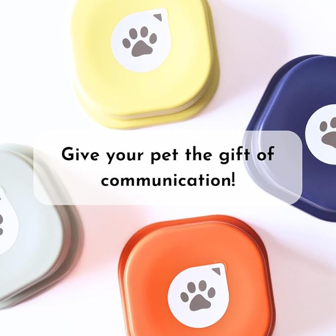 Dog Buttons for Communication Starter Pack Recordable Dog Talking Buttons Set Dog Training Speaking Buttons Dog Clicker with Mat & Stickers (4 Packs-Rubber Mat)
