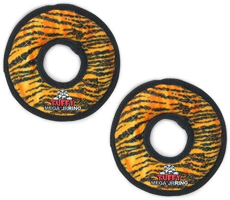 TUFFY - World's Tuffest Soft Dog Toy - MEGA -Multiple Layers. Made Durable, Strong & Tough. Interactive Play (Tug, Toss & Fetch). Machine Washable & Floats (Ring Tiger, Jr 2 Pack)