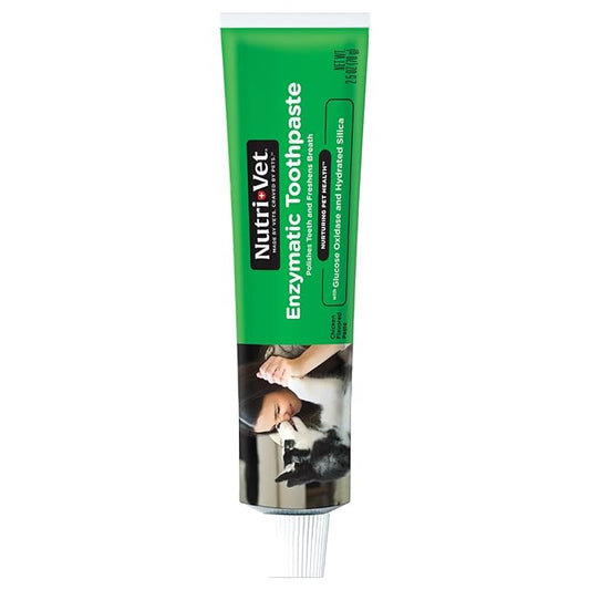 Nutri-Vet Enzymatic Dog Toothpaste, Plaque Remover for Teeth, Dog Breath Freshener, Tooth Whitening, Puppy Essentials, Made in the USA, Non-Foaming Chicken Flavor, 2.5 oz