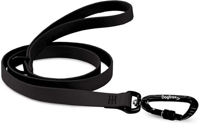 DogTraxs - Essential Dog Leash - for Small-Large Dogs - Waterproof & Odor Resistant - Self Locking Swivel Carabiner Durable - 1" x 5 Feet – Black