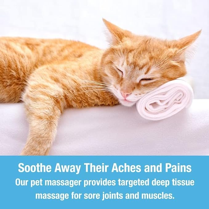 Tilcare Handheld Pet Massager for Dogs and Cats Electric Cat and Dog Massage Tool - Head and Back Scratcher for Relieving Tension, Tight Muscles and Stiffness with Four Rotating Massage Heads
