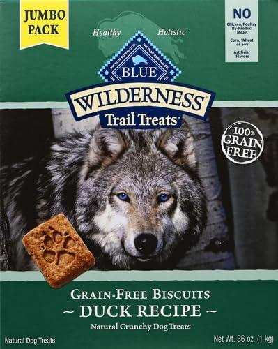 Blue Buffalo Wilderness Trail Treats High Protein Grain Free Dog Biscuits Crunchy Dog Treats, Duck Recipe, 36-oz Box (Pack of 3)