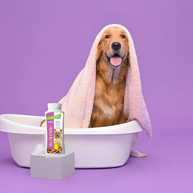 Pet Dog Shampoo Natural Dead Sea Mineral Rich, Aloe Vera & Vitamin-E, Soothing Anti-itching, Soften, Moisturizing - Moroccan Argan Oil - (1) Bottle 16.5 FL OZ