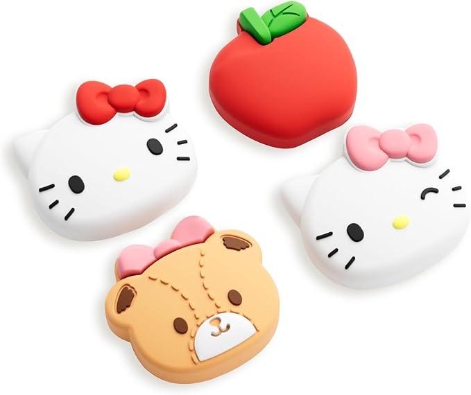 Thumb Grip Caps Compatible with Nintendo Switch 2, Silicone Joystick Grip Caps for Switch 2025, 4pcs, Cute Cat Style, White & Red