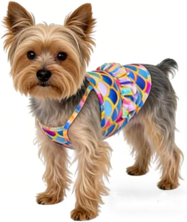 Funny Dog Swimwear Bikini Summer Dog Clothes Beach Swimsuit Puppy Bathing Suit Puppy Vest Cooling Pet Shirt for Small Dogs, Cat Apparel (Mermaid, Large)