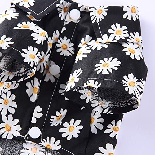 Tangpan Summer Pet Daisy Hawaiian Beach Plaid Print Shirts Clothes for Dog Black M