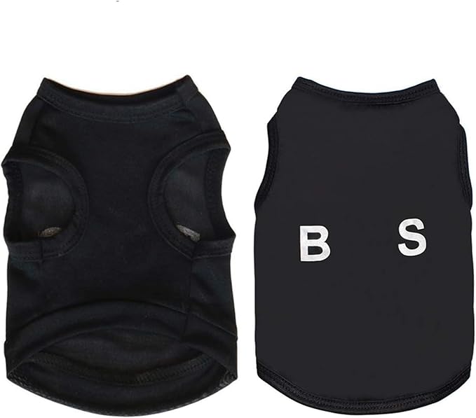 6 Pack Dog Clothes for Small Dogs Boy and Girl, Soft and Breathable Puppy Kitten Dog Shirts with Letters for Pet Dogs Cats, Black Dog T-Shirts Apparel Sleeveless Vests for Chihuahua Yorkies
