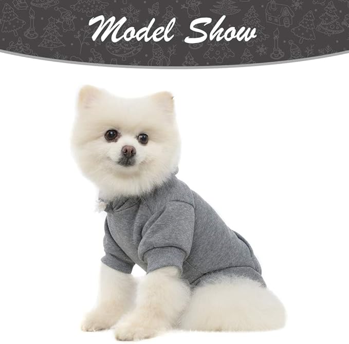 KOOLTAIL Dog Hoodie for Small Medium Dogs Cats, Soft and Warm Pet Sweater with Leash Hole and Pocket Boy Girl, Puppy Fall Winter Jacket Clothes, French Pitbull Cold Weather Coat Sweatshirt, Grey XS