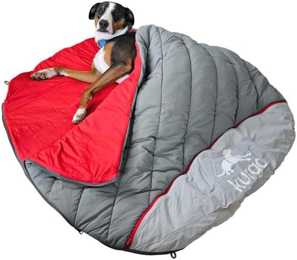 Kurgo Canyon Puffer Pup Sack, Travel Dog Bed for The Outdoors, Pet Sleeping Bag for Camping and Hiking, Packable with Stuff Sack, Durable, Water-Resistant