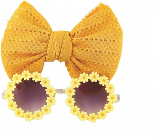2Pcs/Set Pet Dog Bow Headband Sunflower Sunglasses Cute Summer Beach Pet Accessories Dog Cat Party Costume Photography Props