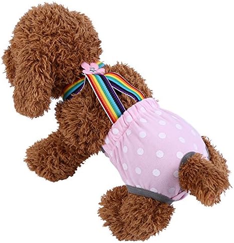 Female Dog Sanitary Panties with Adjustable Suspender, Washable Reusable Puppy Diaper Underwear for Girl Dogs, Teddy