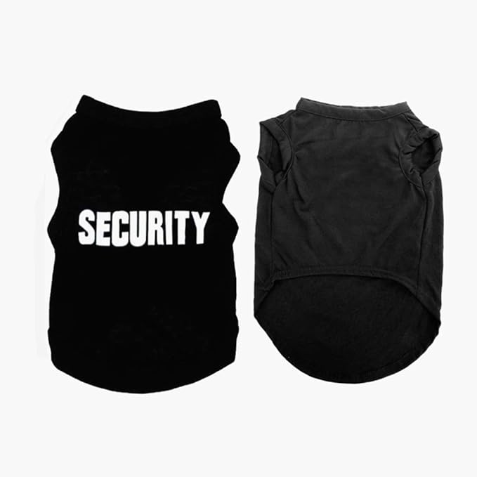 2Pack Small Puppy Security Costume Cotton Dog Shirt for Small Dog Boy Pet Clothes Security Puppy Black Vest T-Shirts Cat Top Tee Breathable Stretchy