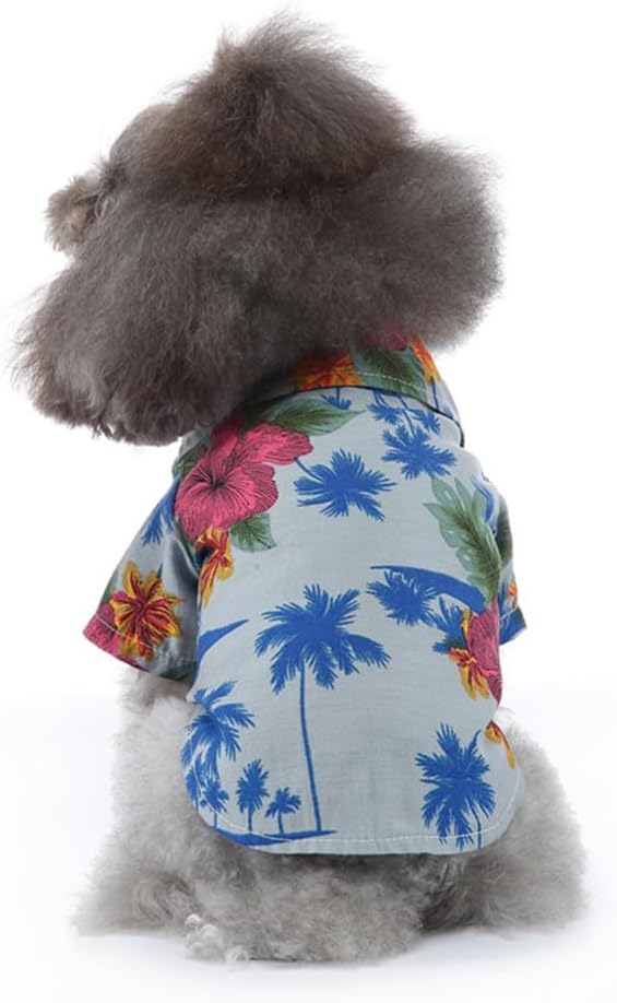Tangpan Summer Pet Daisy Hawaiian Beach Plaid Print Shirts Clothes for Dog (Y Blue, X-Small)