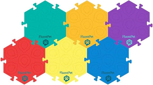 FluentPet Extra Large FlexTiles for Big and Small Buttons - 6-Pack - Holds Big 3.5 1.9" Talking Dog and Cat Buttons - Each Button Mat Securely Holds 6 Buttons - Durable and Non-Slip