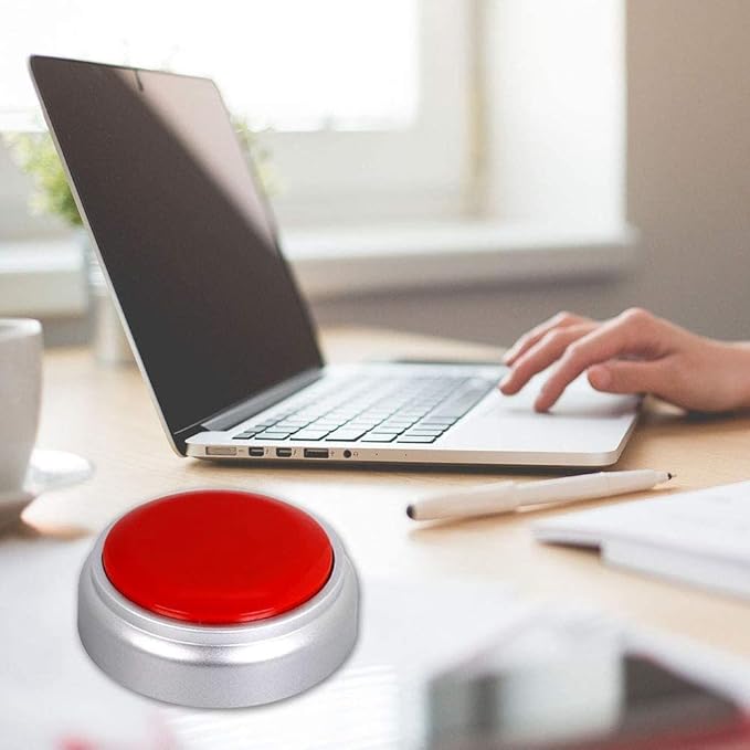 Recordable Button Voice Recording Button Dog Buttons for Communication Game Buzzer 30 Seconds Recordable Answer Buzzers Funny Gift for Office Home (Silver)